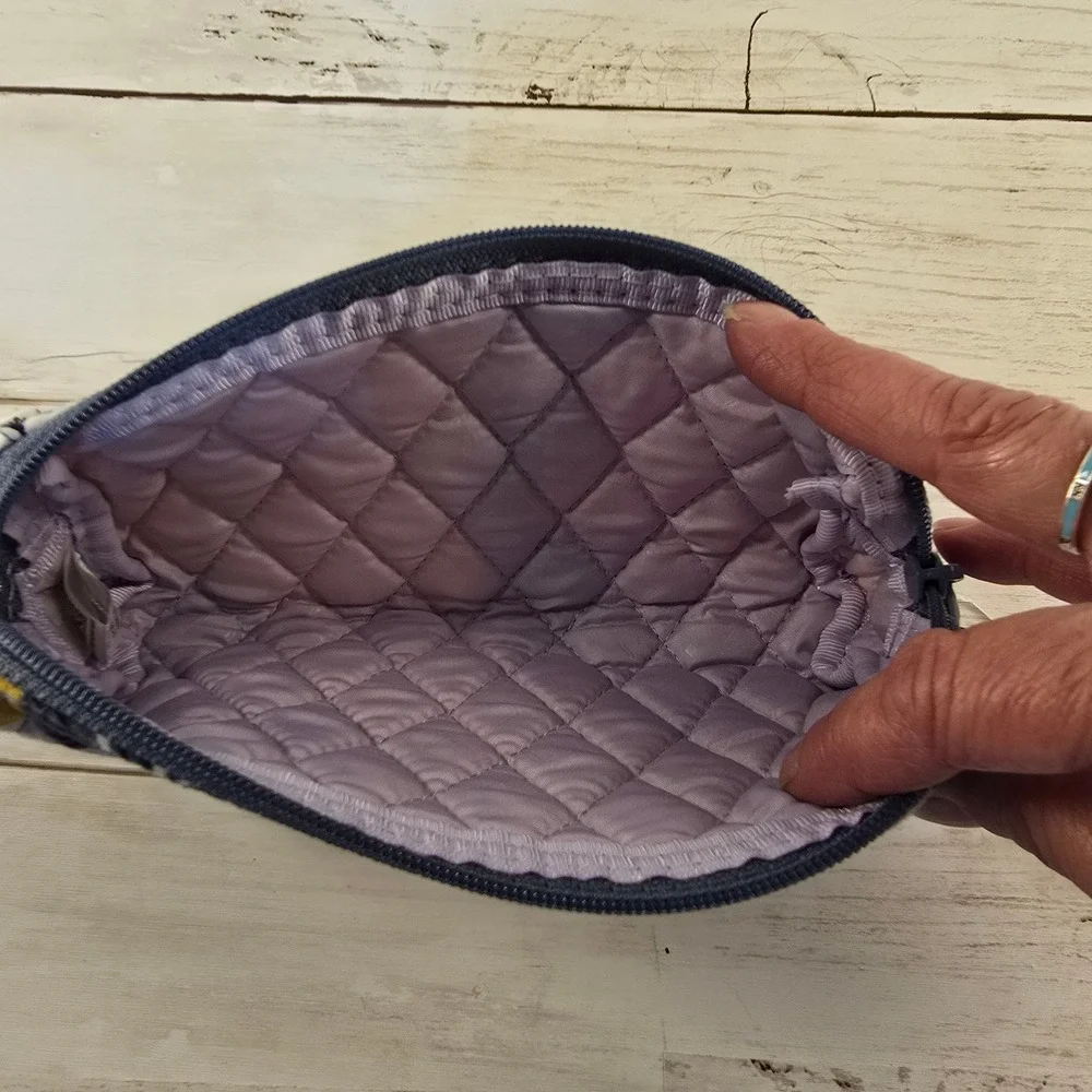 Vera Bradley Quilted‎ Cotton Cosmetic Bag Tropical Floral Toiletry Pouch Purple